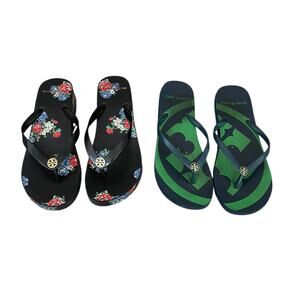 Tory Burch Women's Floral and Logo Flip Flops